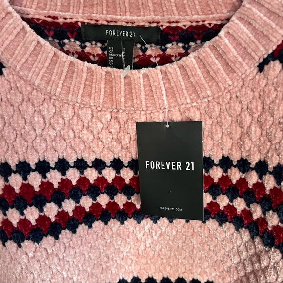 NWT Forever 21 Multi-color Pullover Oversized Striped Chenille Sweater SIZE S - Picture 4 of 7